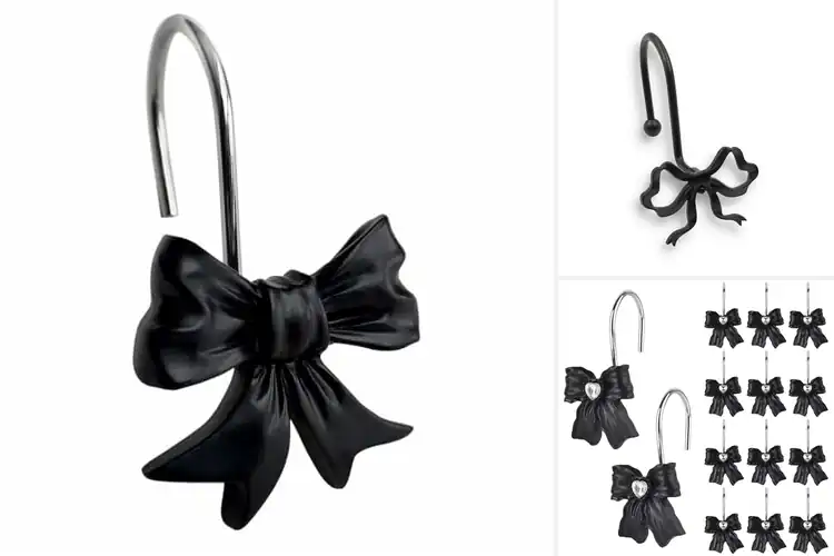 Detailed view of Best Black Bow Shower Curtain Hooks