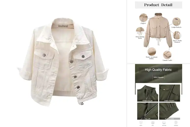 Detailed view of Best Slim Fit Cropped Jackets For Women