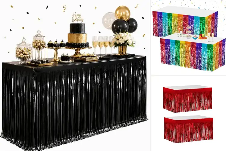 Detailed view of Best Tinsel Table Skirts: Instant Sparkle for Any Event